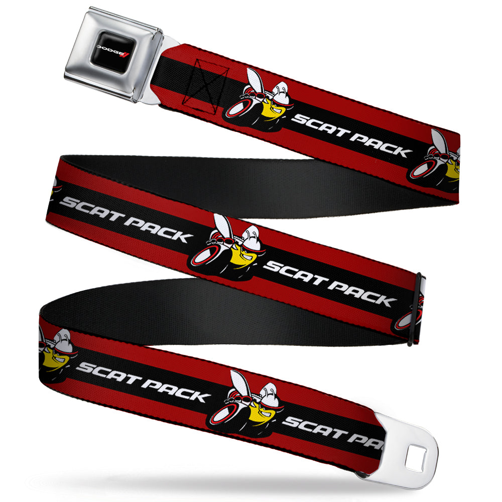 Dodge Red Rhombus Full Color Seatbelt Belt - Dodge SCAT PACK Badge Logo Stripe Red/Black/White Webbing Seatbelt Belts Dodge