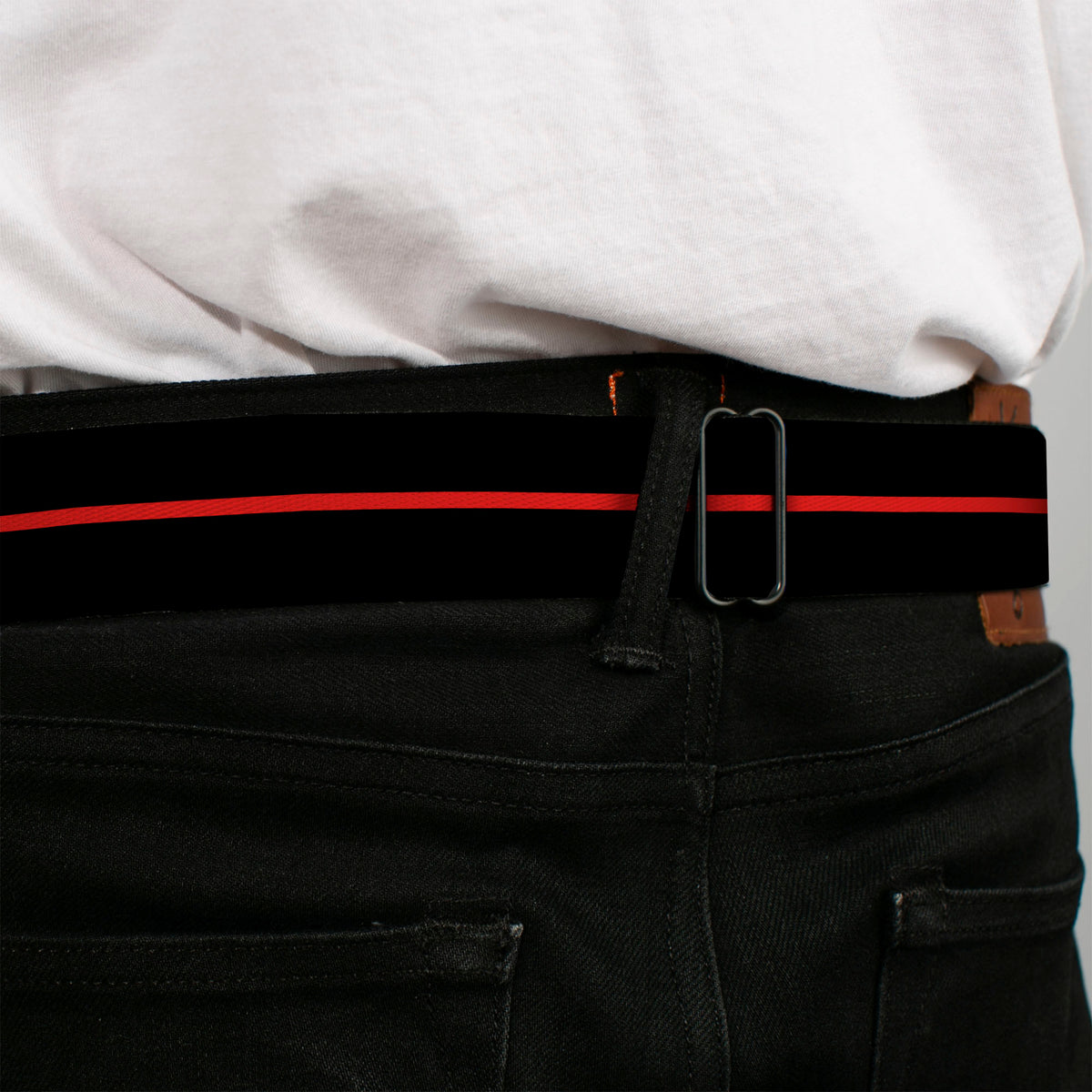 Dodge 100th Anniversary Logo Brushed Silver Black Seatbelt Belt - Dodge 100th Anniversary Logo/Stripe Black/Red Webbing Seatbelt Belts Dodge