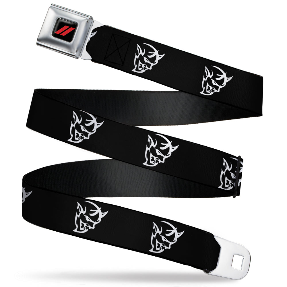 Dodge Rhombus Icon Full Color Black Red Seatbelt Belt - Dodge Demon Icon Black/White Webbing Seatbelt Belts Dodge