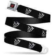 Dodge Rhombus Icon Full Color Black Red Seatbelt Belt - Dodge Demon Icon Black/White Webbing Seatbelt Belts Dodge
