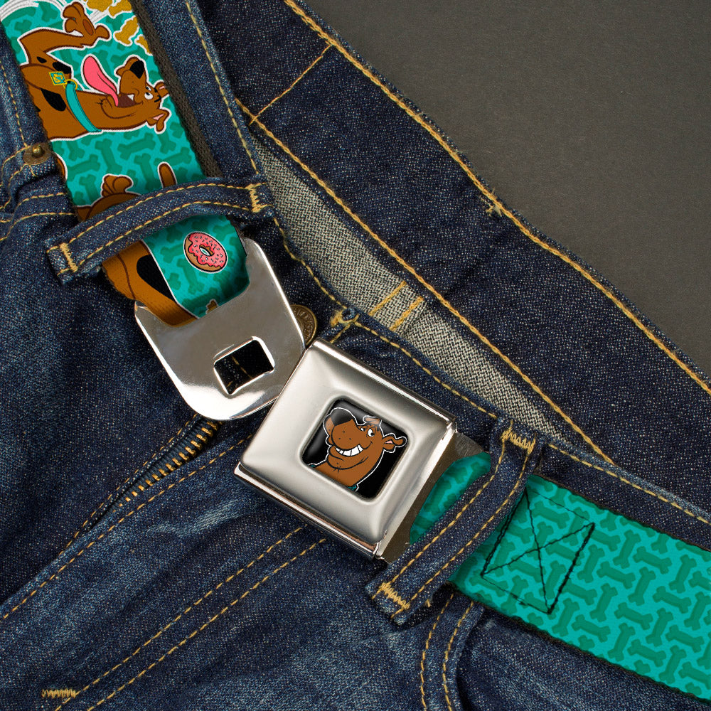 Scooby Doo Face Full Color Black Seatbelt Belt - Scooby Doo & Snacks/Bone Monogram Blues Webbing Seatbelt Belts Scooby Doo