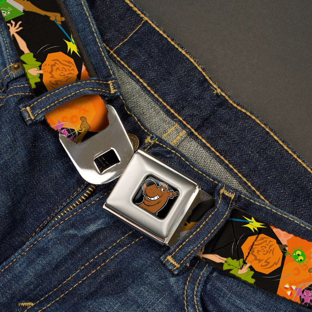 Scooby Doo Face Full Color Black Seatbelt Belt - Scooby Doo Halloween/Snack Spells Webbing Seatbelt Belts Scooby Doo