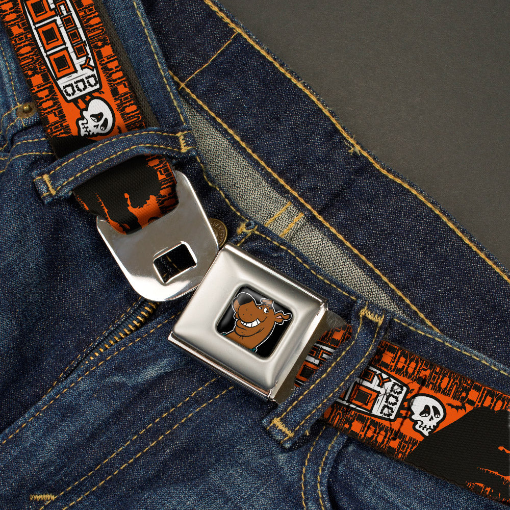 Scooby Doo Face Full Color Black Seatbelt Belt - SCOOBY DOO Running Chase Orange/Black/White Webbing Seatbelt Belts Scooby Doo