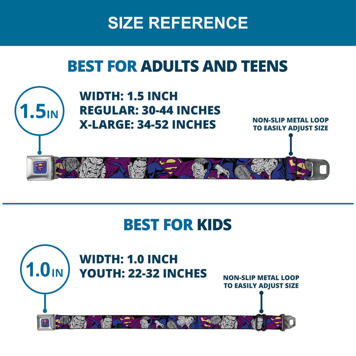 Bizzaro Logo Full Color Blue Seatbelt Belt - Bizzaro Action Webbing Seatbelt Belts DC Comics