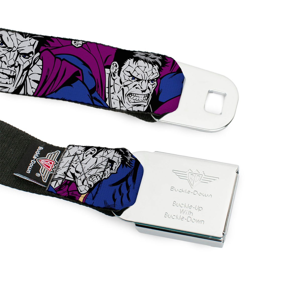 Bizzaro Logo Full Color Blue Seatbelt Belt - Bizzaro Action Webbing Seatbelt Belts DC Comics