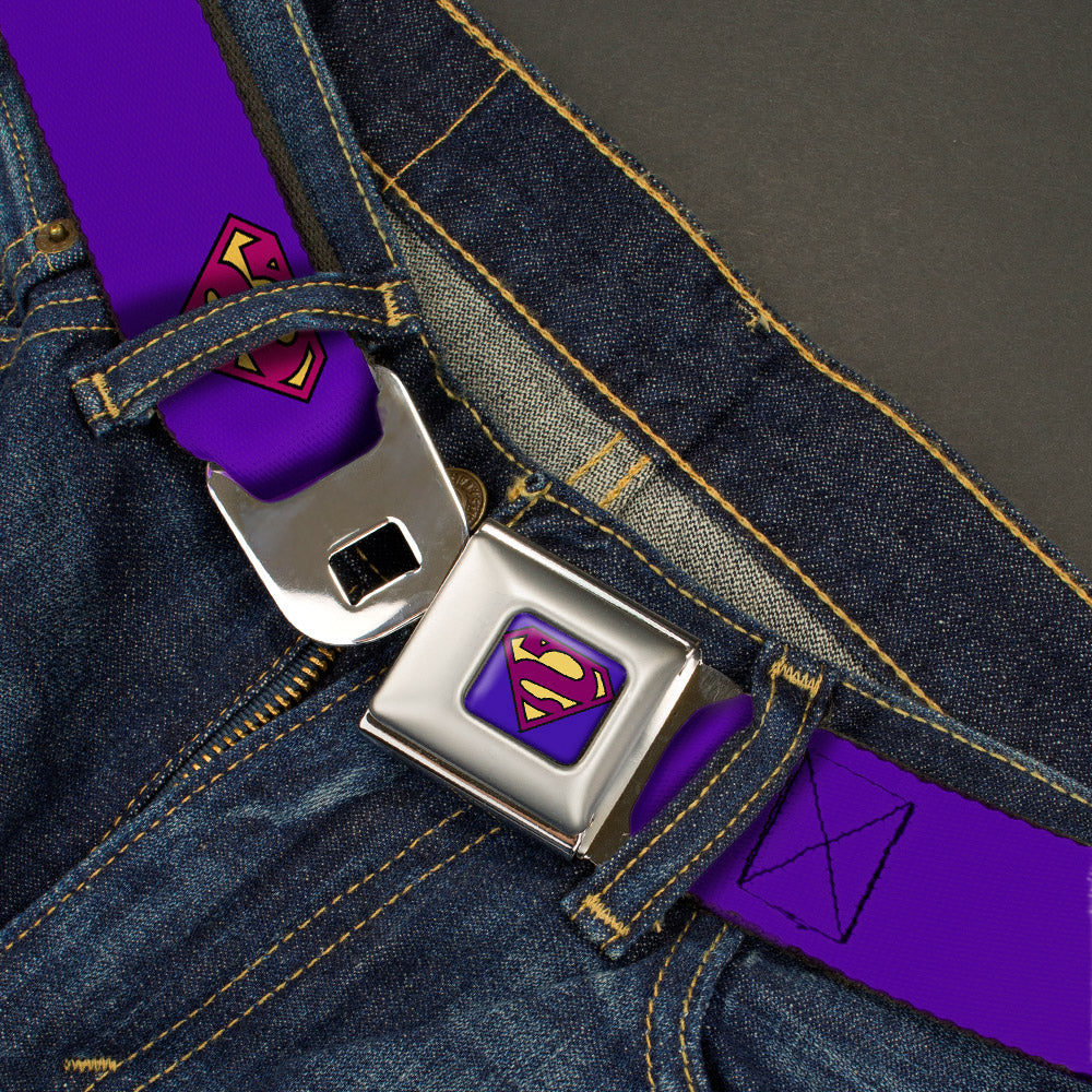 Bizzaro Logo Full Color Blue Seatbelt Belt - Bizzaro Logo w/Bizzaro Pose Webbing Seatbelt Belts DC Comics