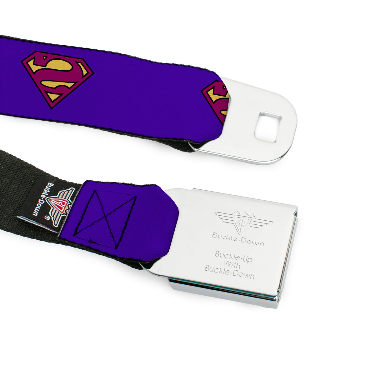Bizzaro Logo Full Color Blue Seatbelt Belt - Bizzaro Logo w/Bizzaro Pose Webbing Seatbelt Belts DC Comics