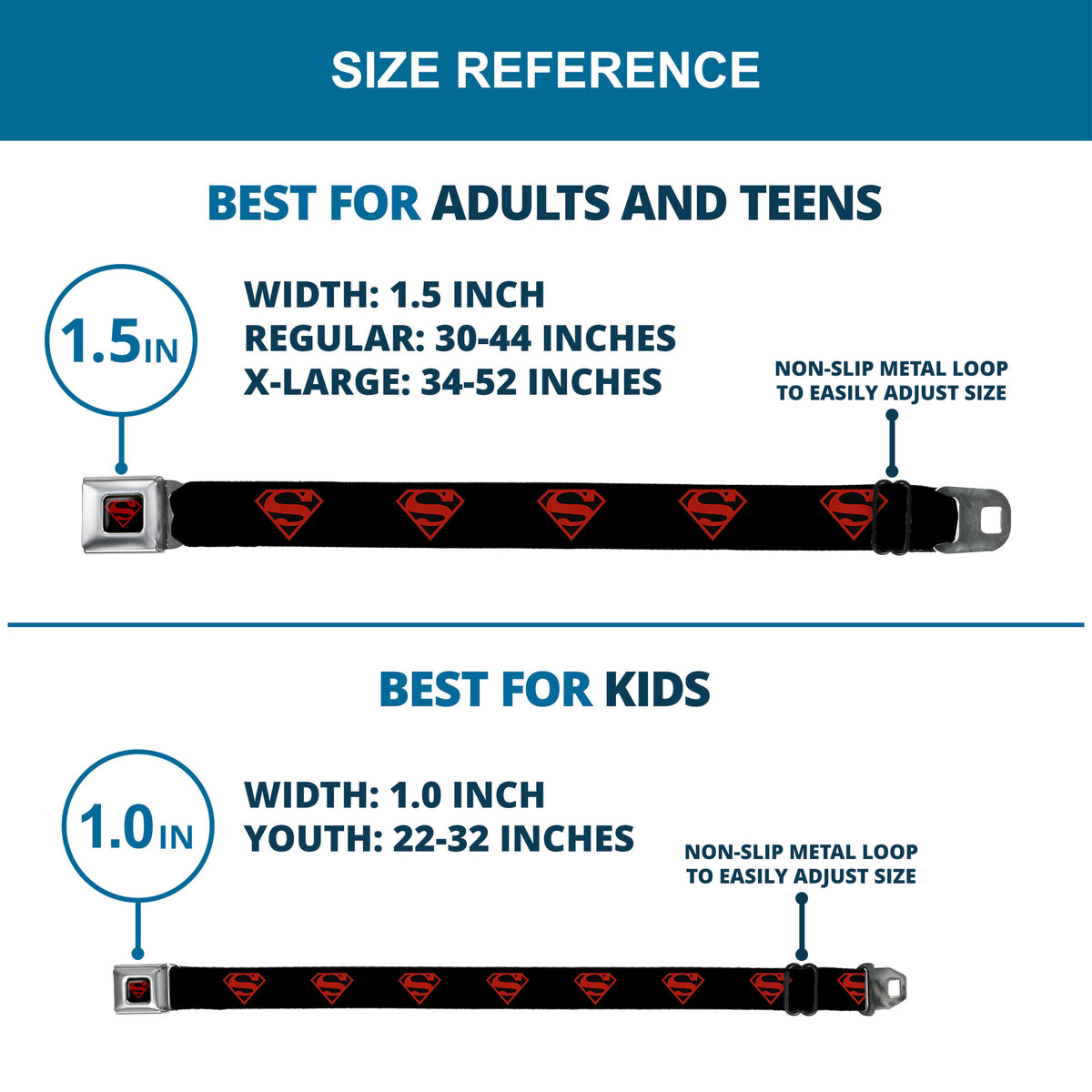 Superboy Shield Full Color Black/Red Seatbelt Belt - Superboy Shield Black/Red Webbing Seatbelt Belts DC Comics