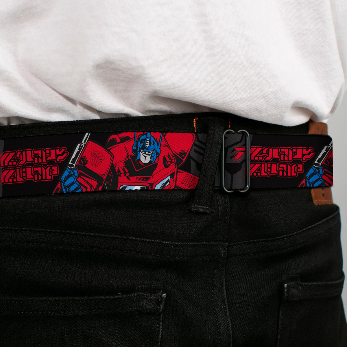 Transformers Autobots Icon Full Color Red/Black Seatbelt Belt - Transformers Generations Optimus Prime Pose and Autobot Icon Black/Gray/Red Webbing Seatbelt Belts Hasbro