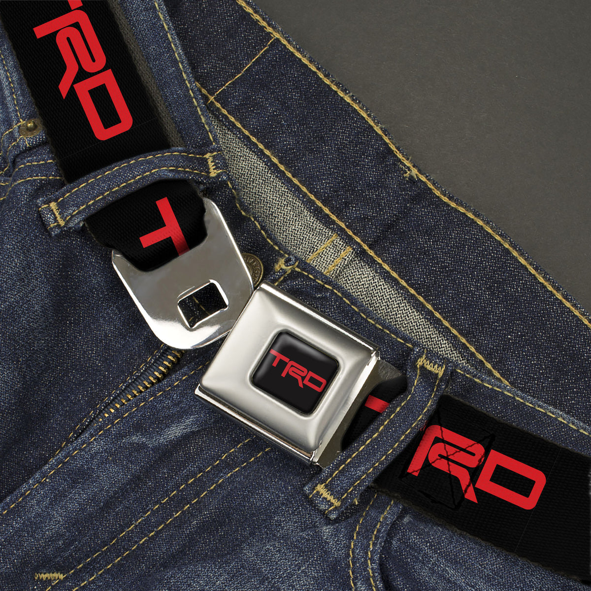 Toyota Racing Development TRD Logo Full Color Black/Red Seatbelt Belt - Toyota Racing Development TRD Logo Black/Red Webbing Seatbelt Belts Toyota