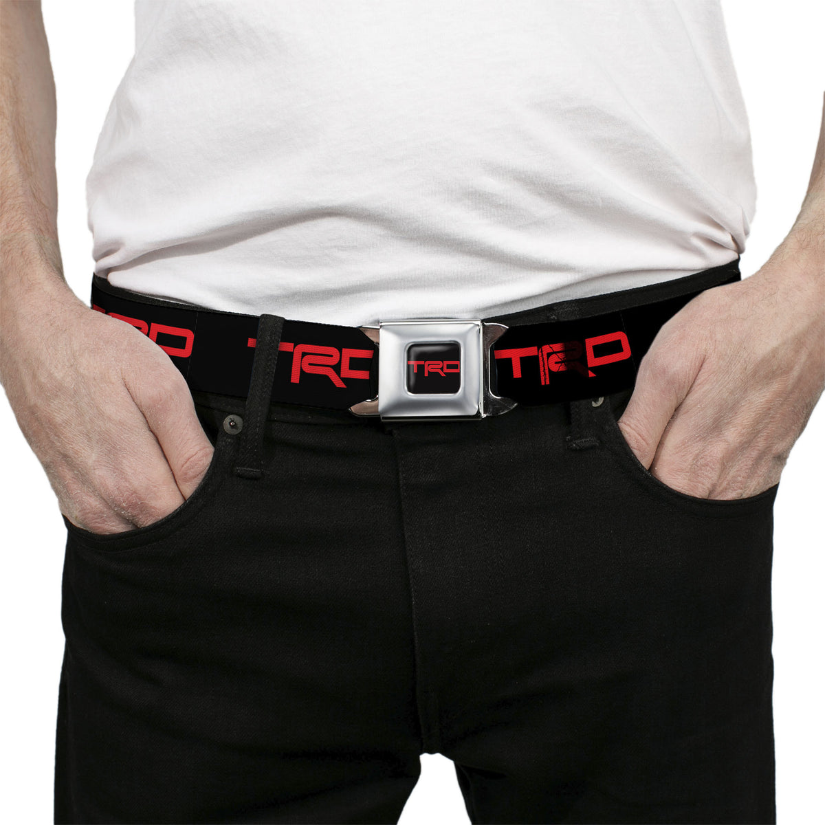 Toyota Racing Development TRD Logo Full Color Black/Red Seatbelt Belt - Toyota Racing Development TRD Logo Black/Red Webbing Seatbelt Belts Toyota