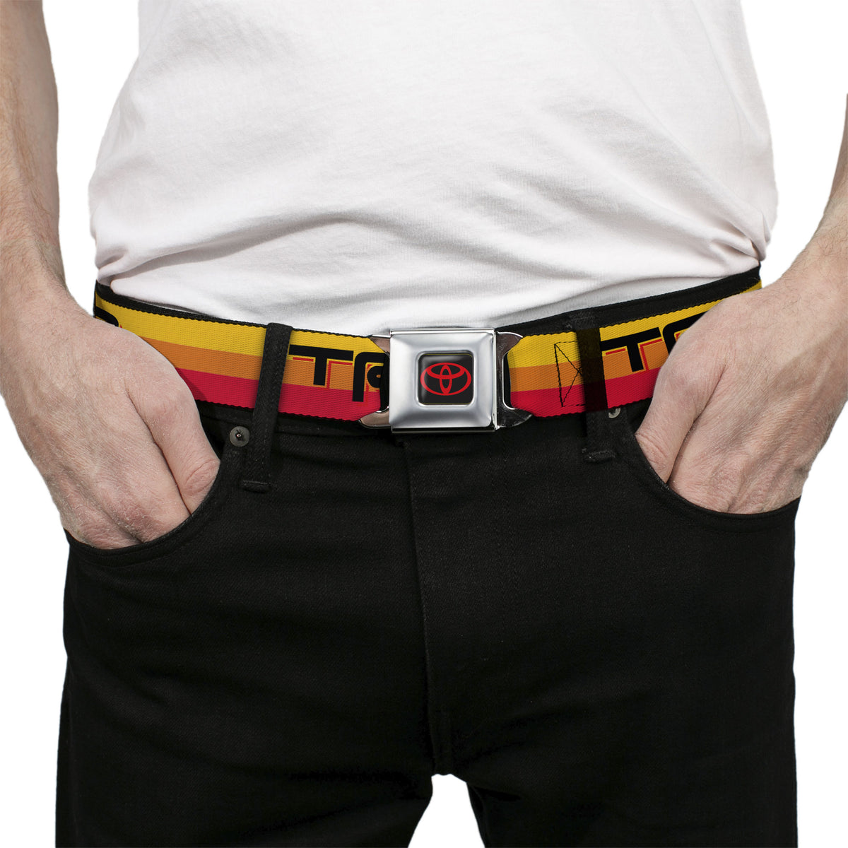Toyota Logo Full Color Black/Red Seatbelt Belt - Toyota Racing Development TRD Logo Rally Stripe Sunset Webbing Seatbelt Belts Toyota