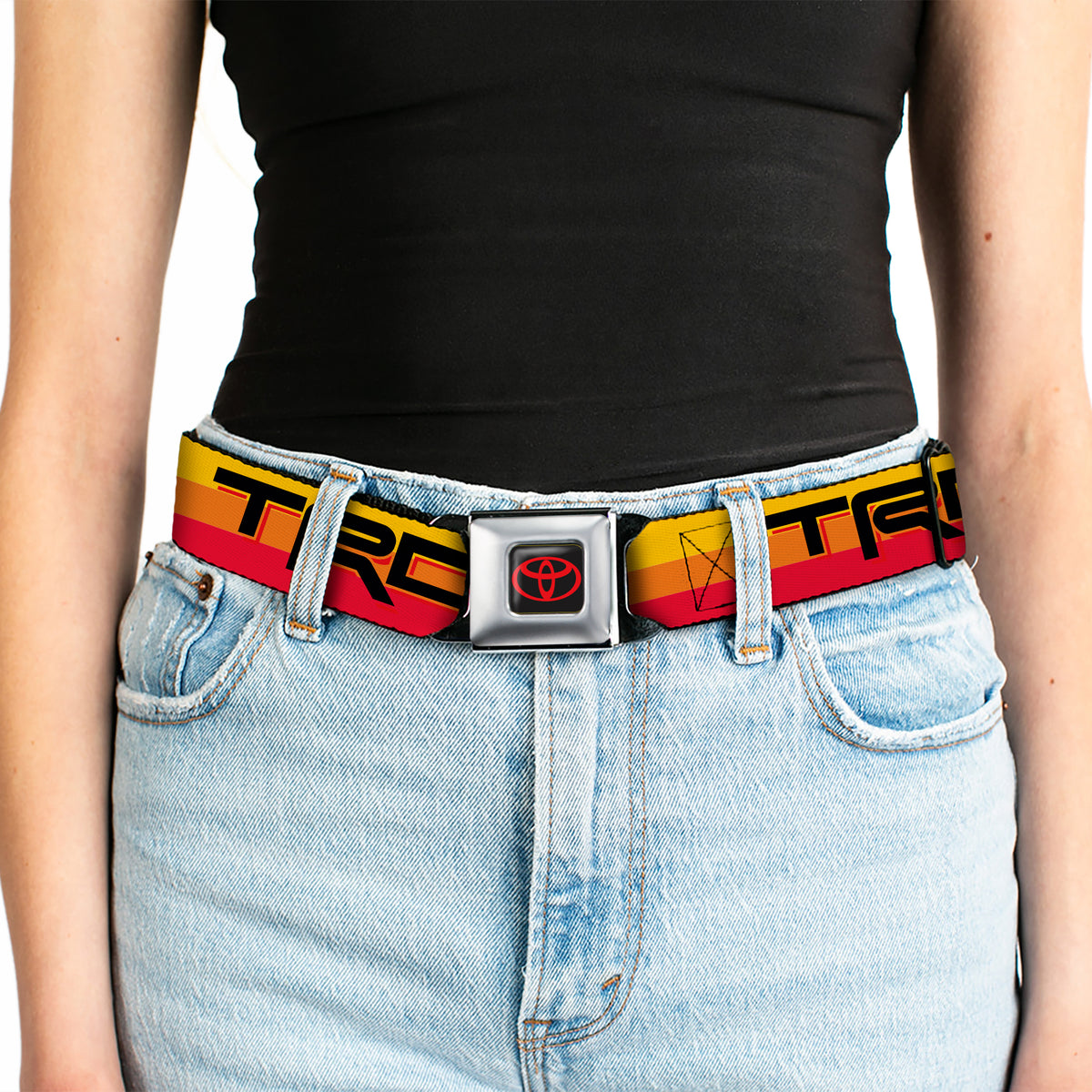Toyota Logo Full Color Black/Red Seatbelt Belt - Toyota Racing Development TRD Logo Rally Stripe Sunset Webbing Seatbelt Belts Toyota