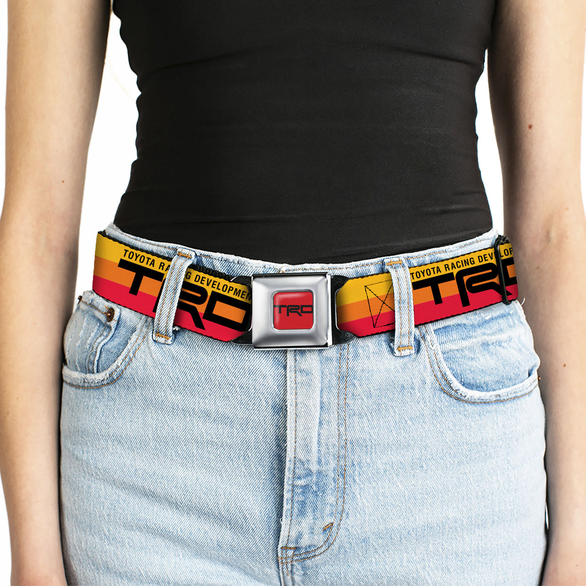 Toyota Racing Development TRD Logo Full Color Orange/Black Seatbelt Belt - TOYOTA RACING DEVELOPMENT TRD Logo Rally Stripe Sunset Webbing Seatbelt Belts Toyota