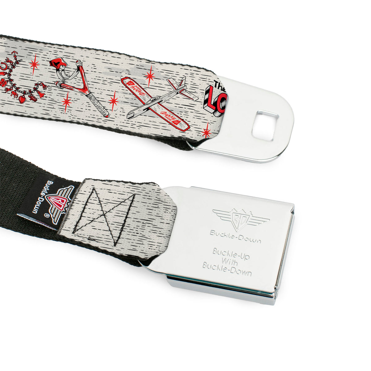 IT WELCOME TO DERRY Title Logo Full Color White Seatbelt Belt - IT Welcome to Derry Icons Collage White/Black/Red Webbing Seatbelt Belts IT