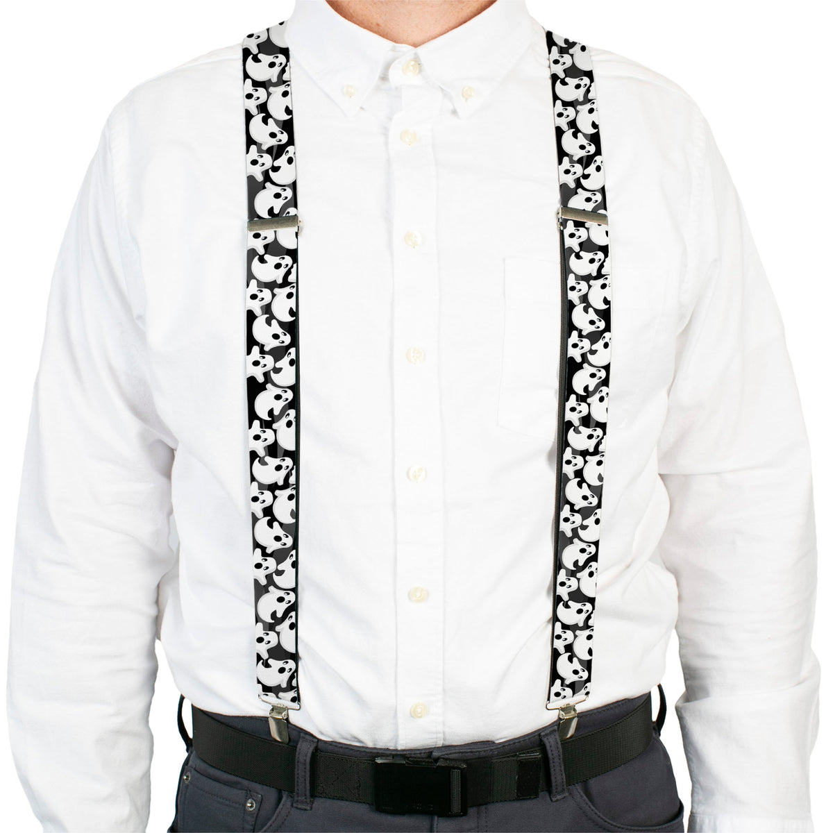 Suspenders - Ghosts Scattered Black/White Suspenders Buckle-Down
