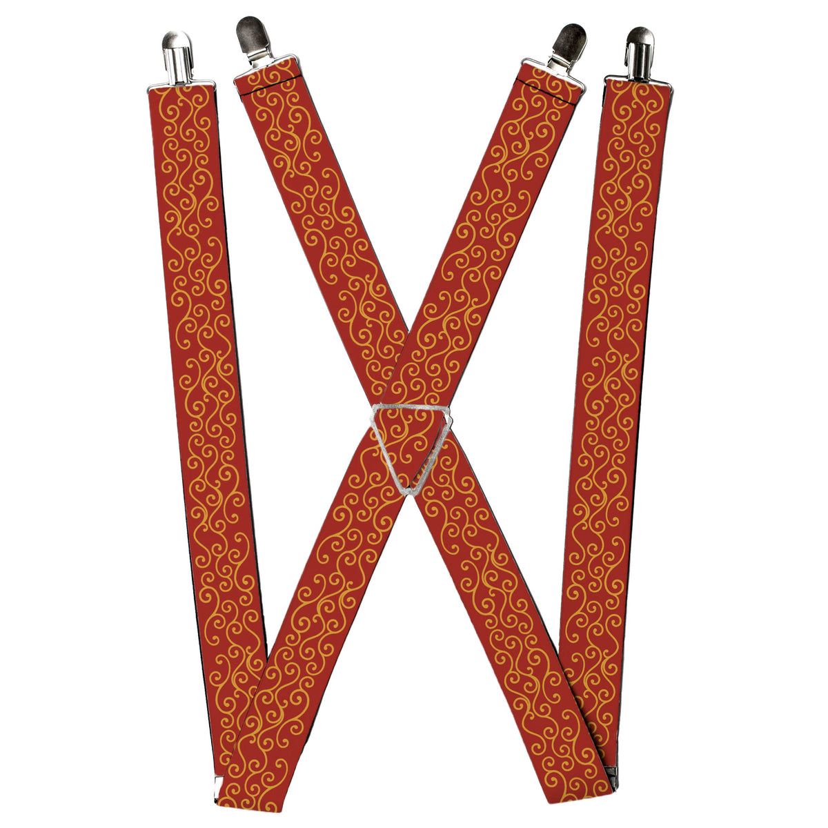 Suspenders - Holiday Trim Swirls Red/Gold Suspenders Buckle-Down