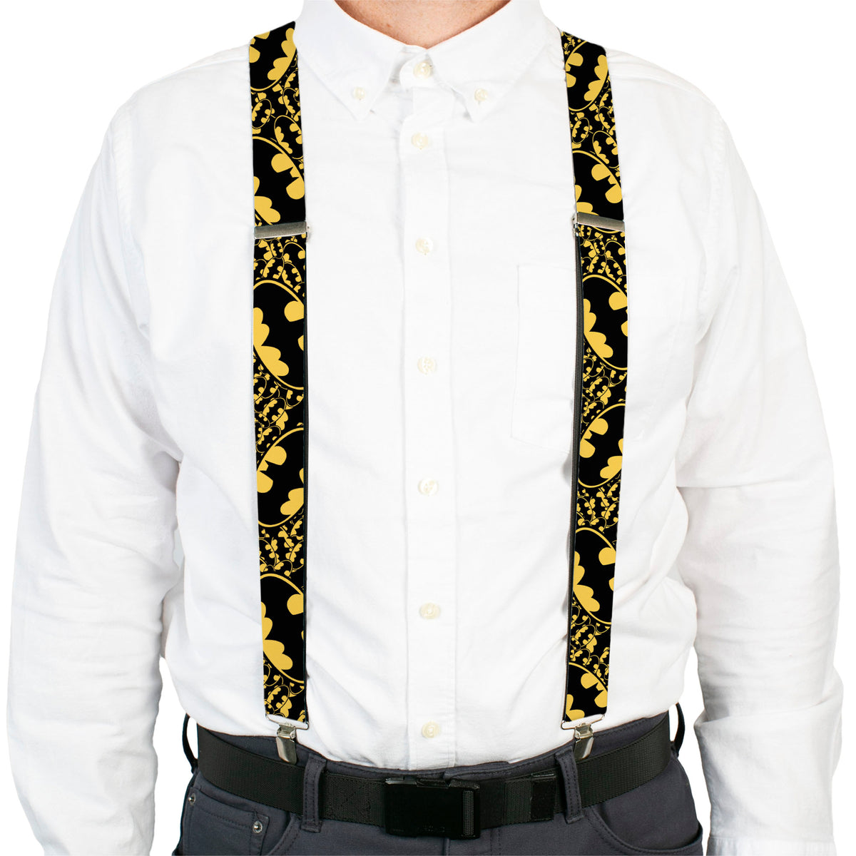 Suspenders - Bat Signals Stacked w/CLOSE-UP Yellow/Black Suspenders DC Comics