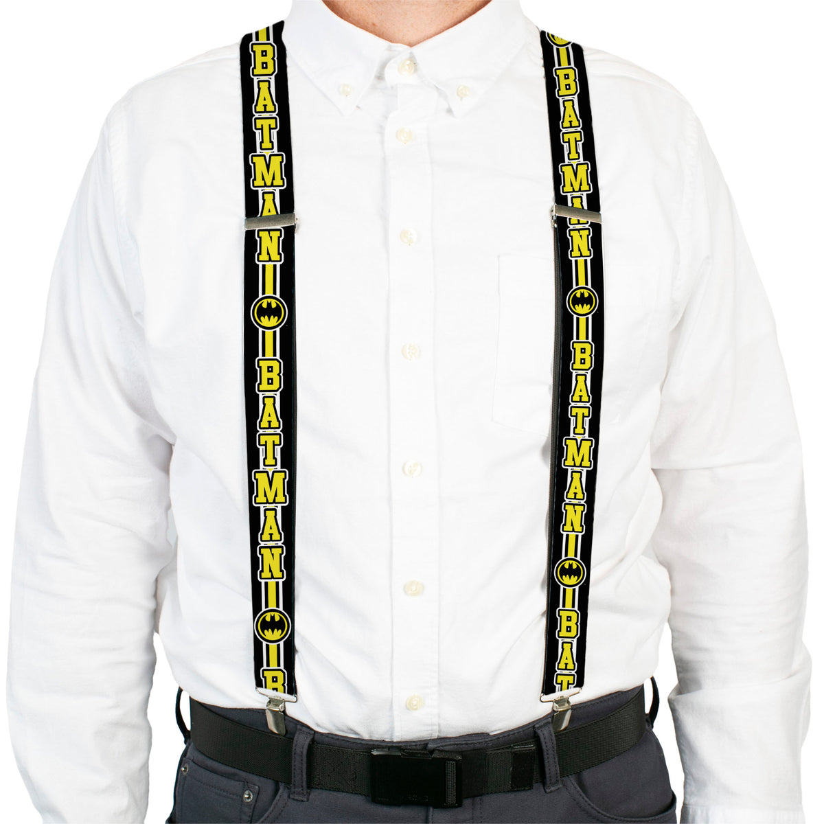 Suspenders - BATMAN/Bat Signal Triple Stripe Black/White/Yellow Suspenders DC Comics