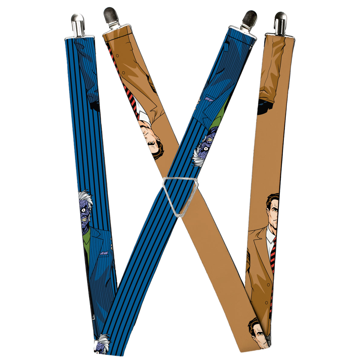 Suspenders - Split Poses Harvey Dent Brown + Two-Face Pinstripe Blue/Black Suspenders DC Comics