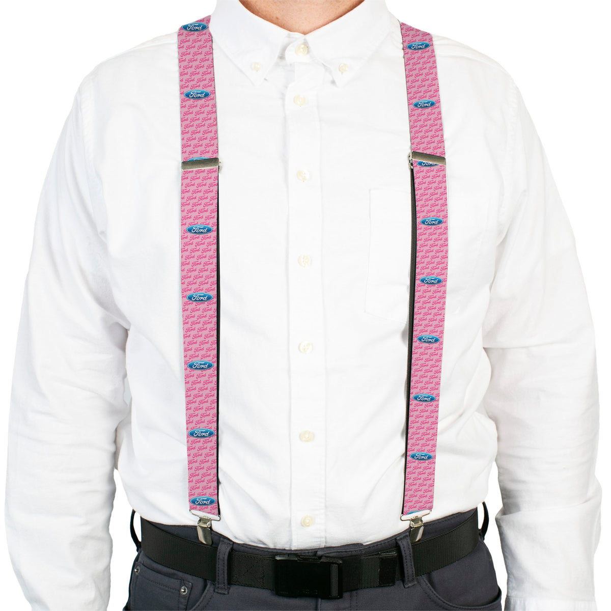 Suspenders - Ford Oval w/Text PINK REPEAT Suspenders Ford