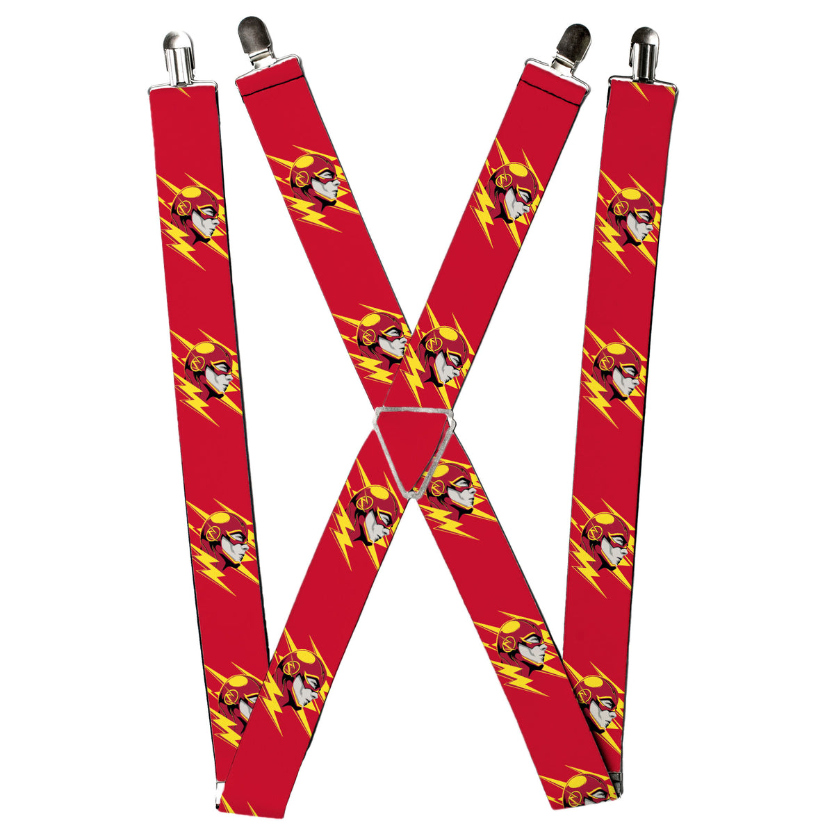 Suspenders - The Flash Face/Bolts Reds/Yellow/Gray Suspenders DC Comics