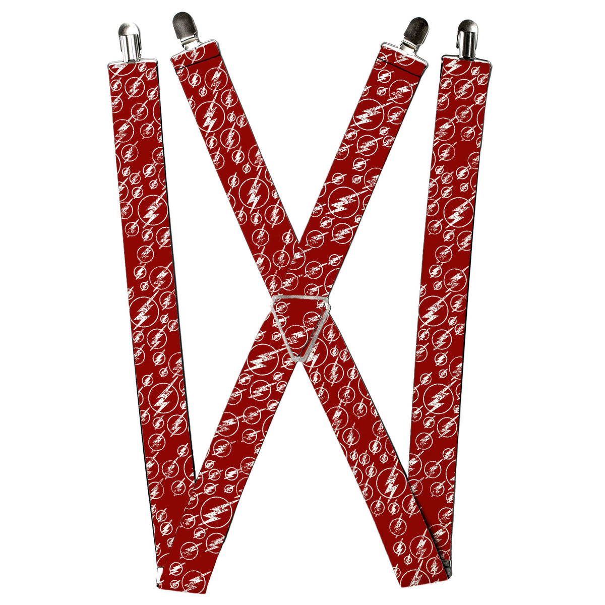Suspenders - The Flash Logo5 Scattered Weathered Burgundy/White Suspenders DC Comics