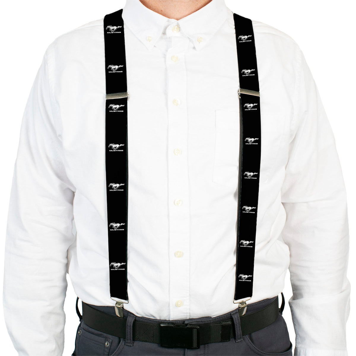 Suspenders - Ford Mustang Black/White Logo REPEAT Suspenders Ford