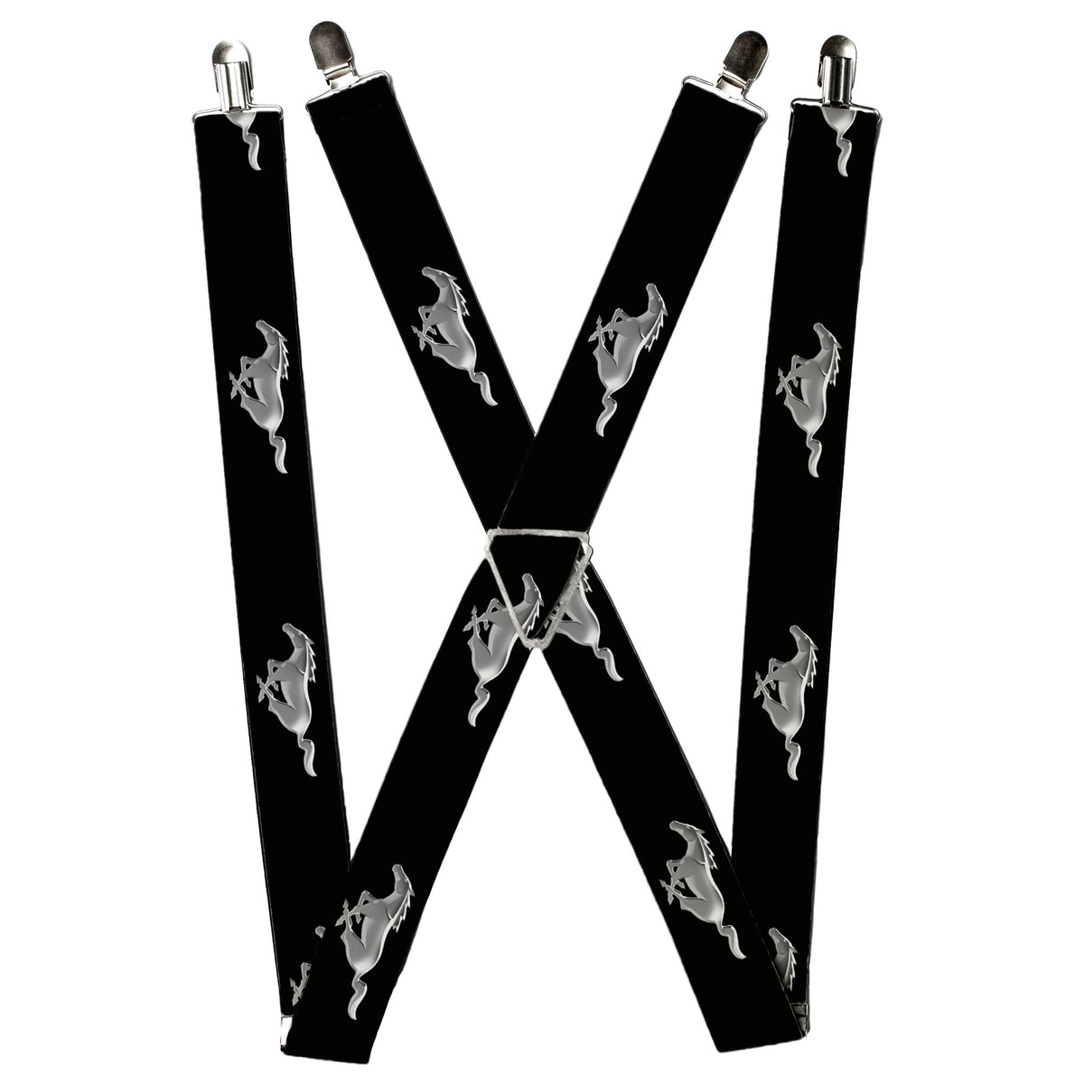 Suspenders - Ford Mustang Pony Silhouette Black/Silvers Suspenders Ford