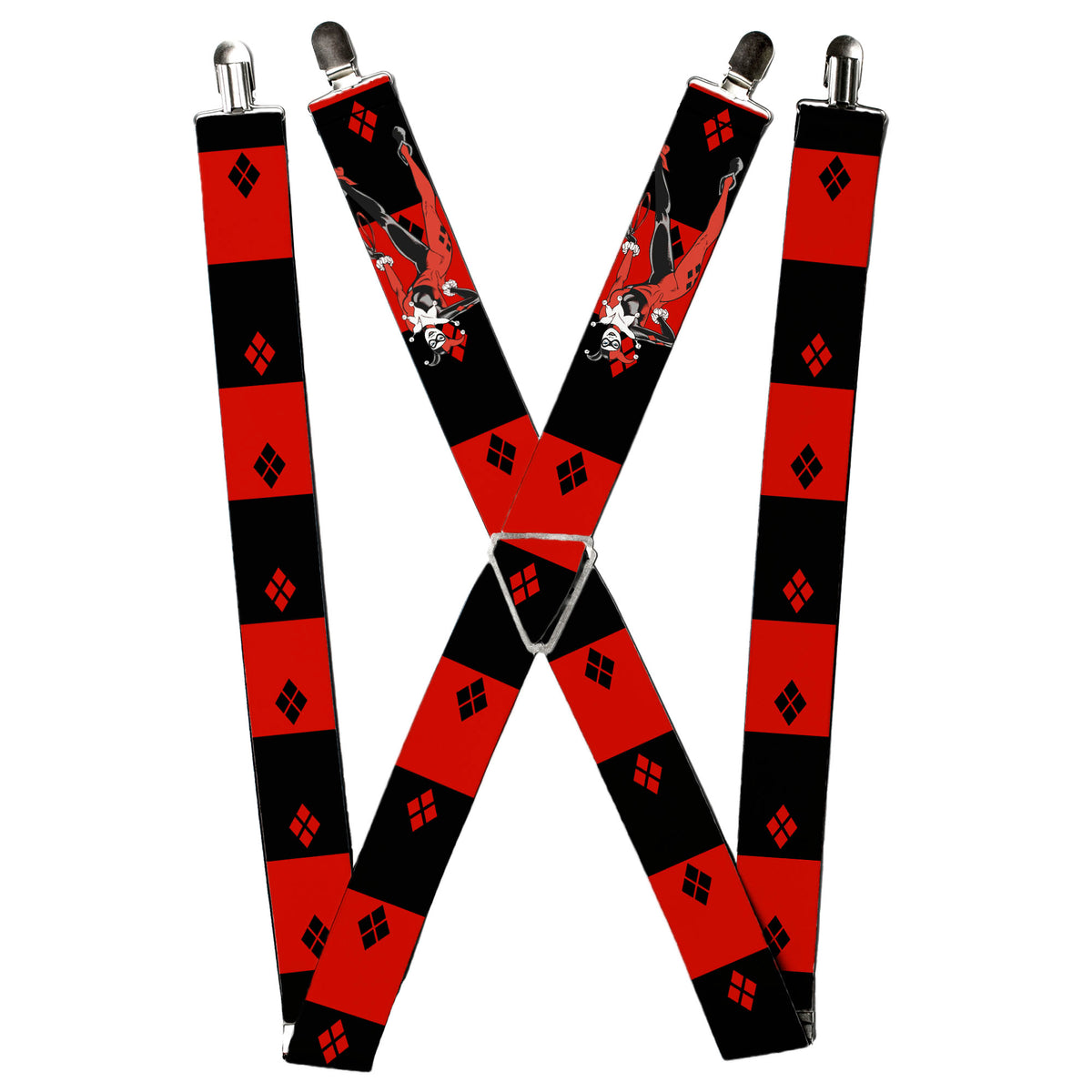 Suspenders - Harley Quinn Standing Pose/Diamonds Black/Red Suspenders DC Comics