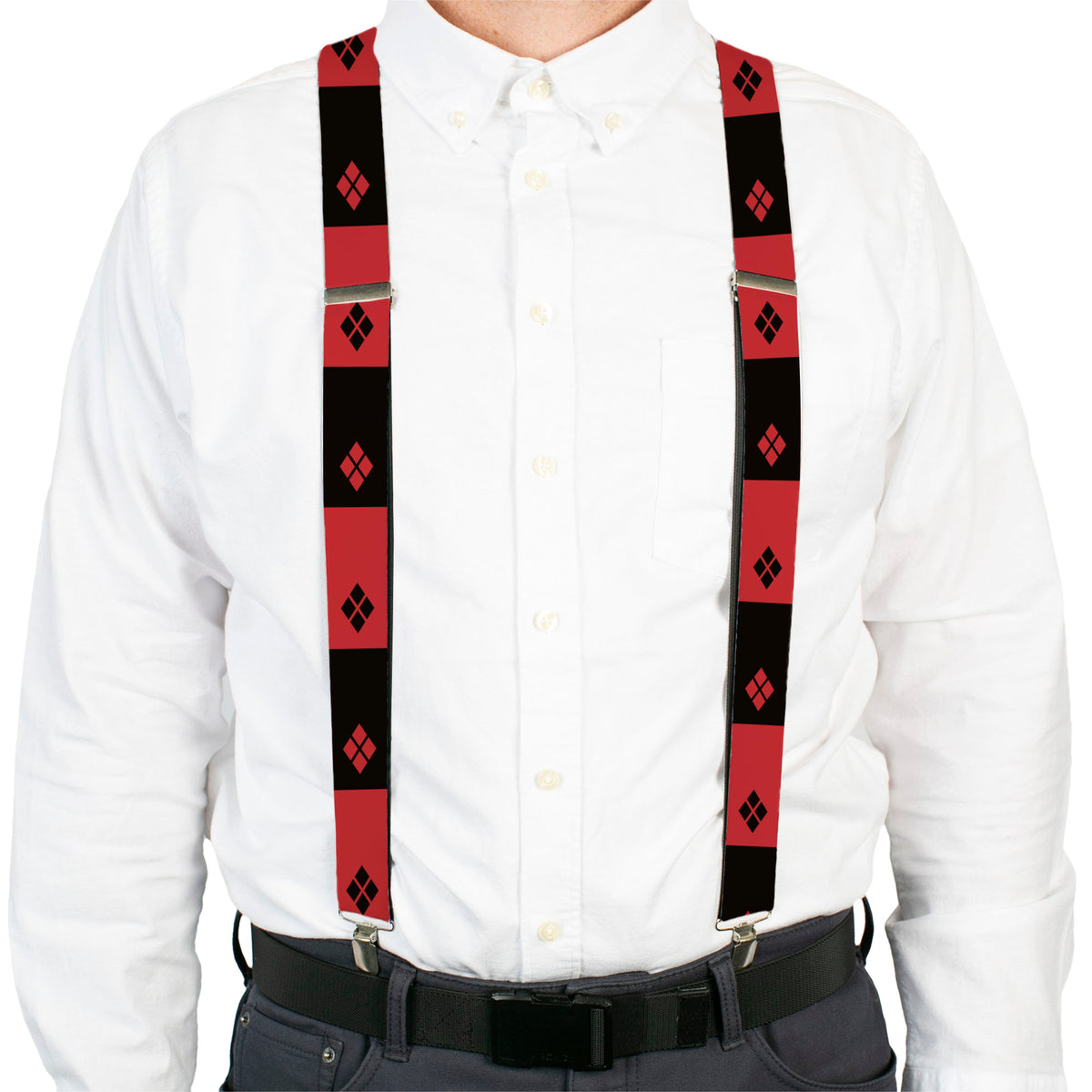 Suspenders - Harley Quinn Diamond Blocks2 Red/Black Black/Red Suspenders DC Comics