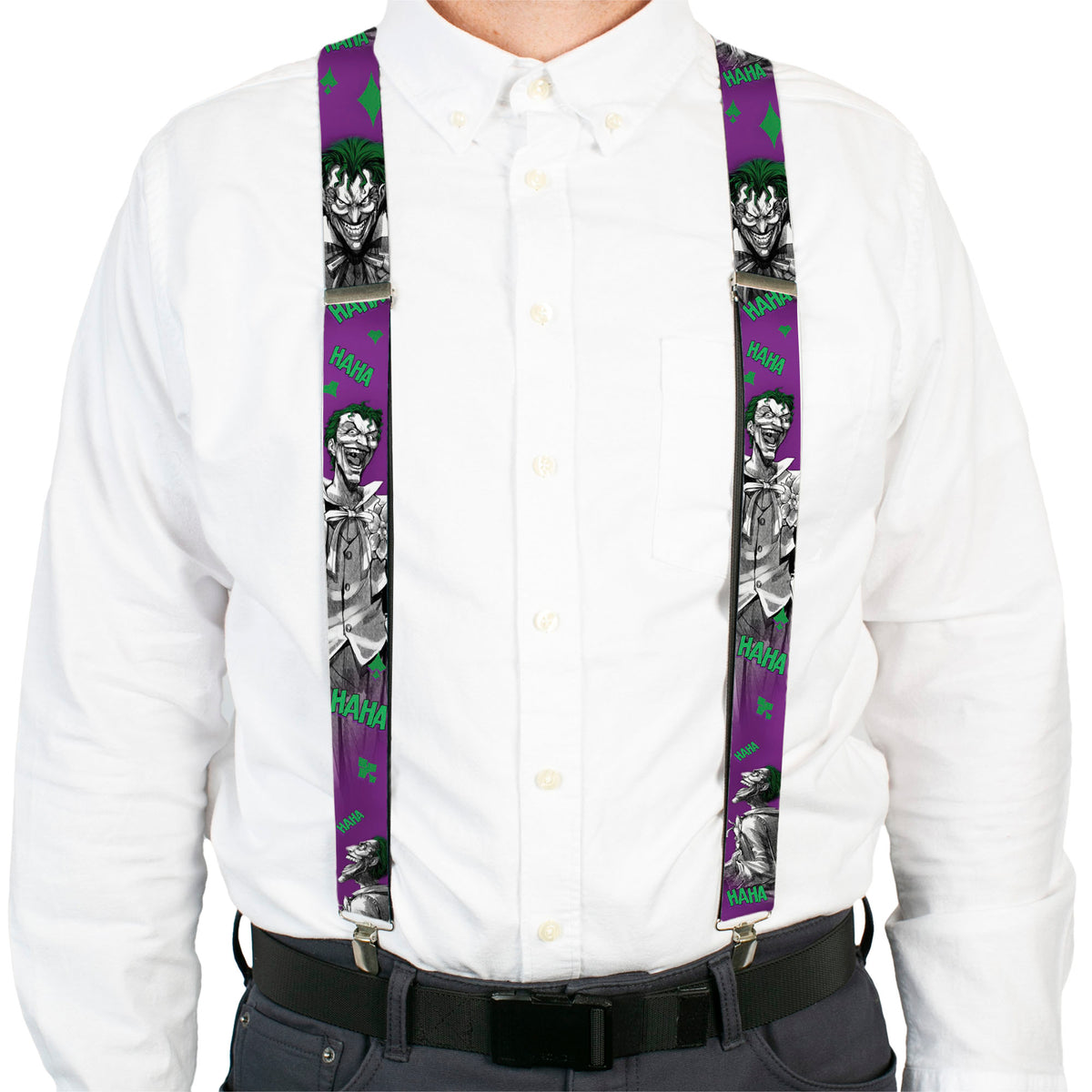 Suspenders - Joker Laughing Poses HAHA Purple/Green/Black/White Suspenders DC Comics