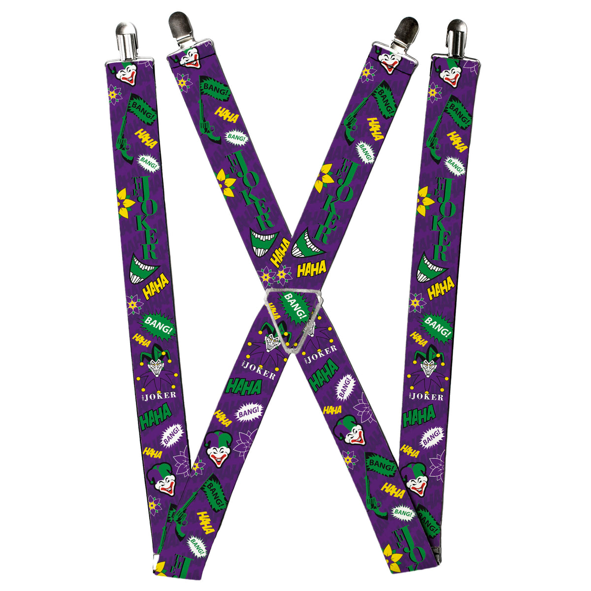 Suspenders - THE JOKER Elements Collage Purple/Green/Yellow/White Suspenders DC Comics