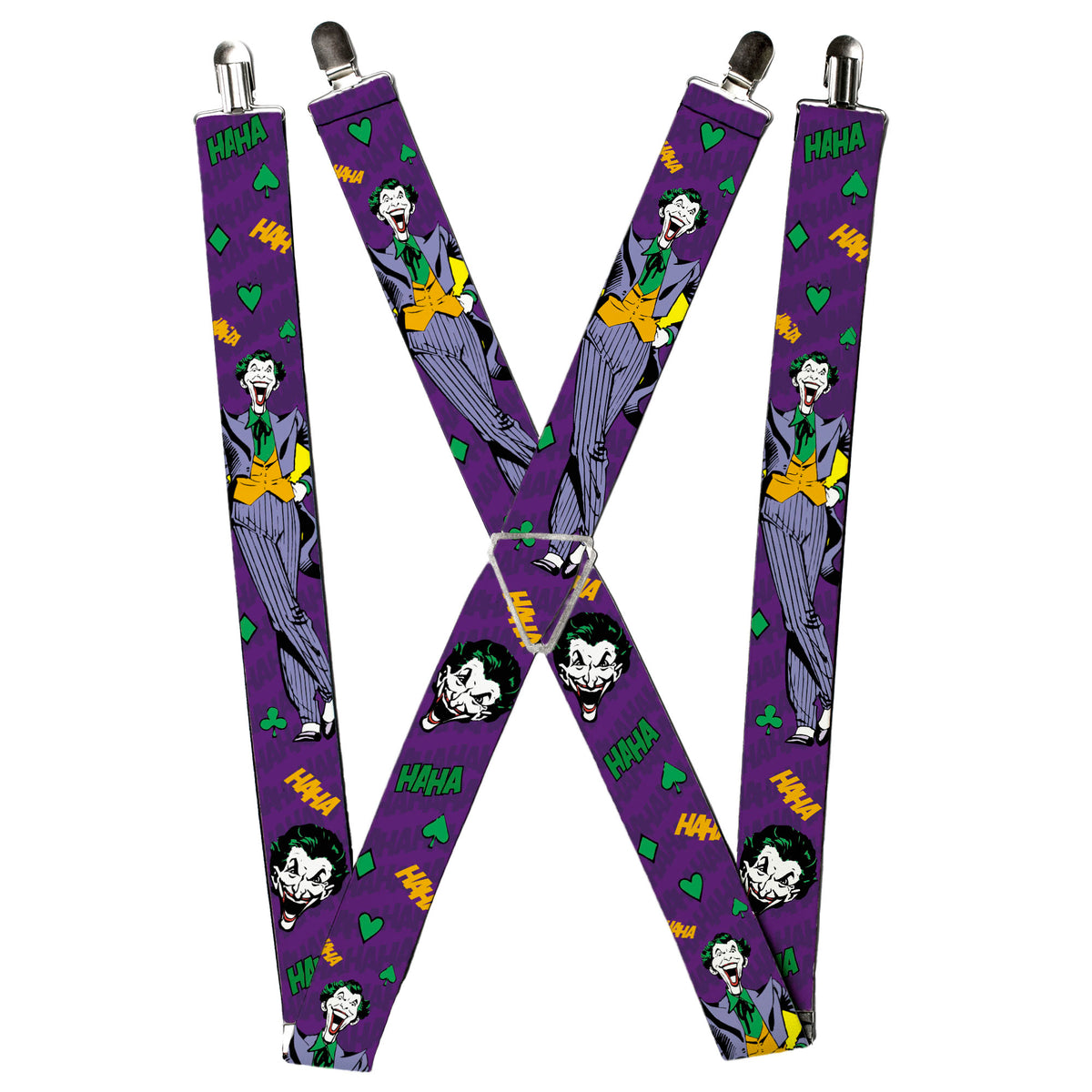 Suspenders - Joker Face/Pose/Elements Collage Purple/Green/Yellow Suspenders DC Comics