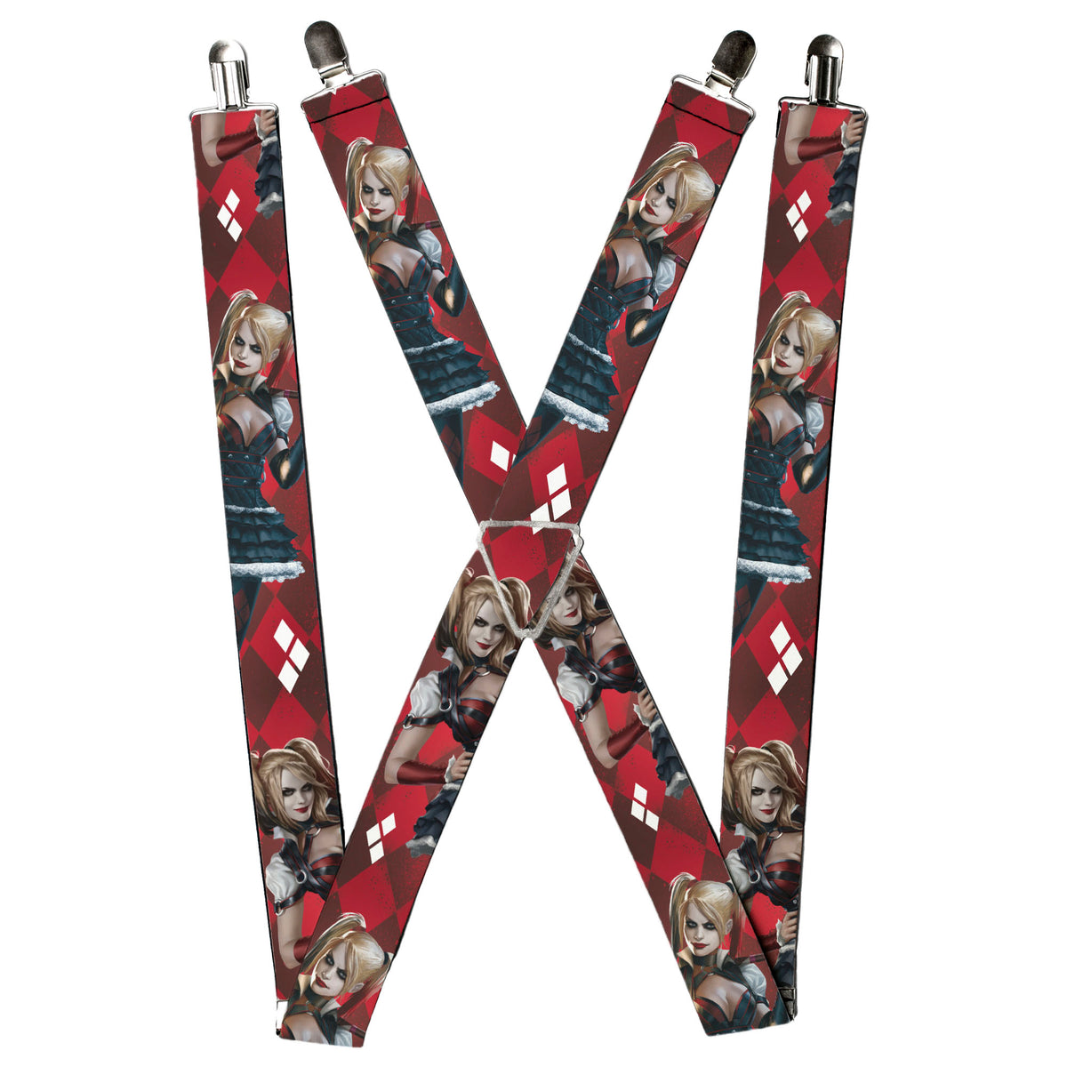 Suspenders - Harley Quinn 2-Arkham Knight Poses/Diamonds Reds/White Suspenders DC Comics