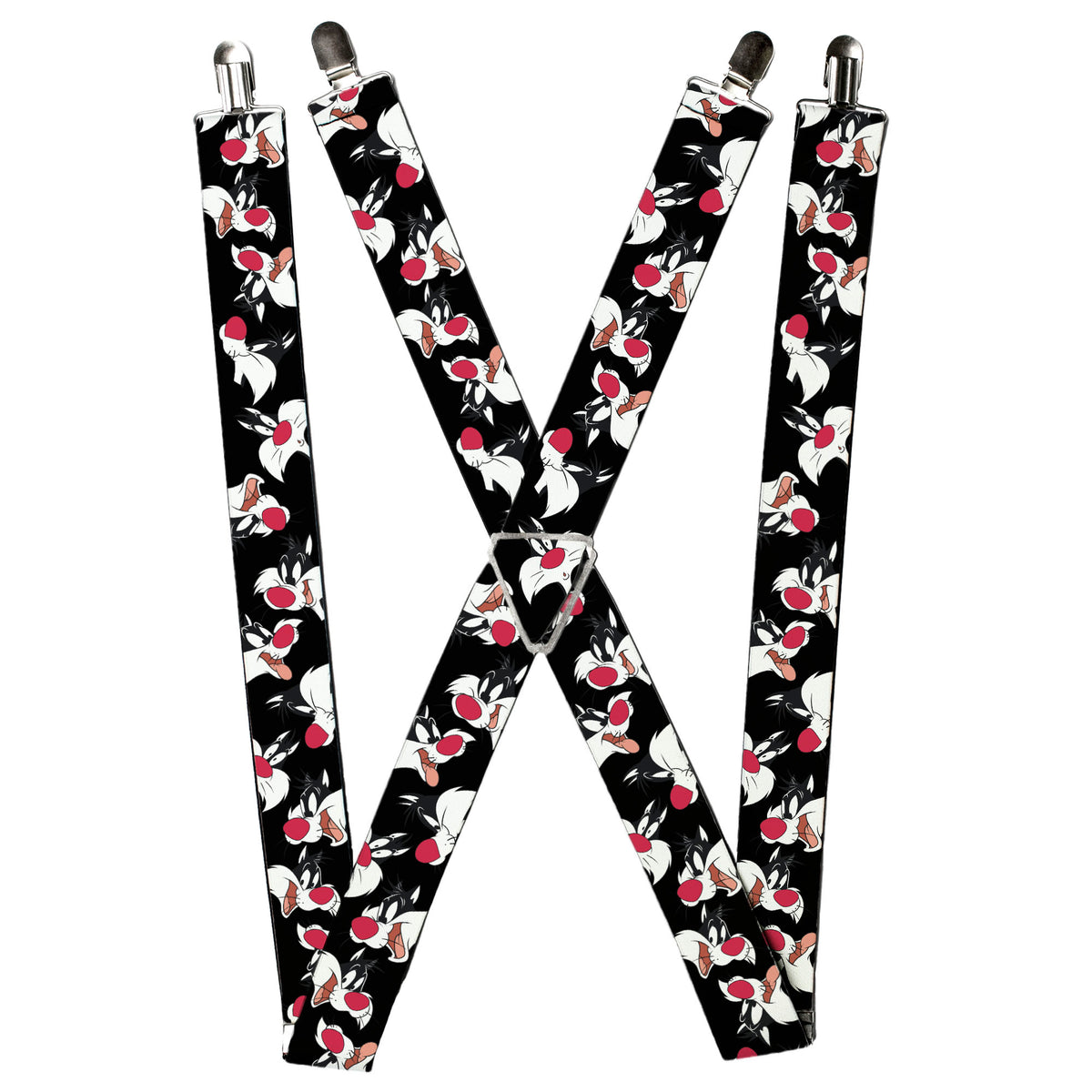 Suspenders - Sylvester the Cat Expressions Scattered Black Suspenders Looney Tunes