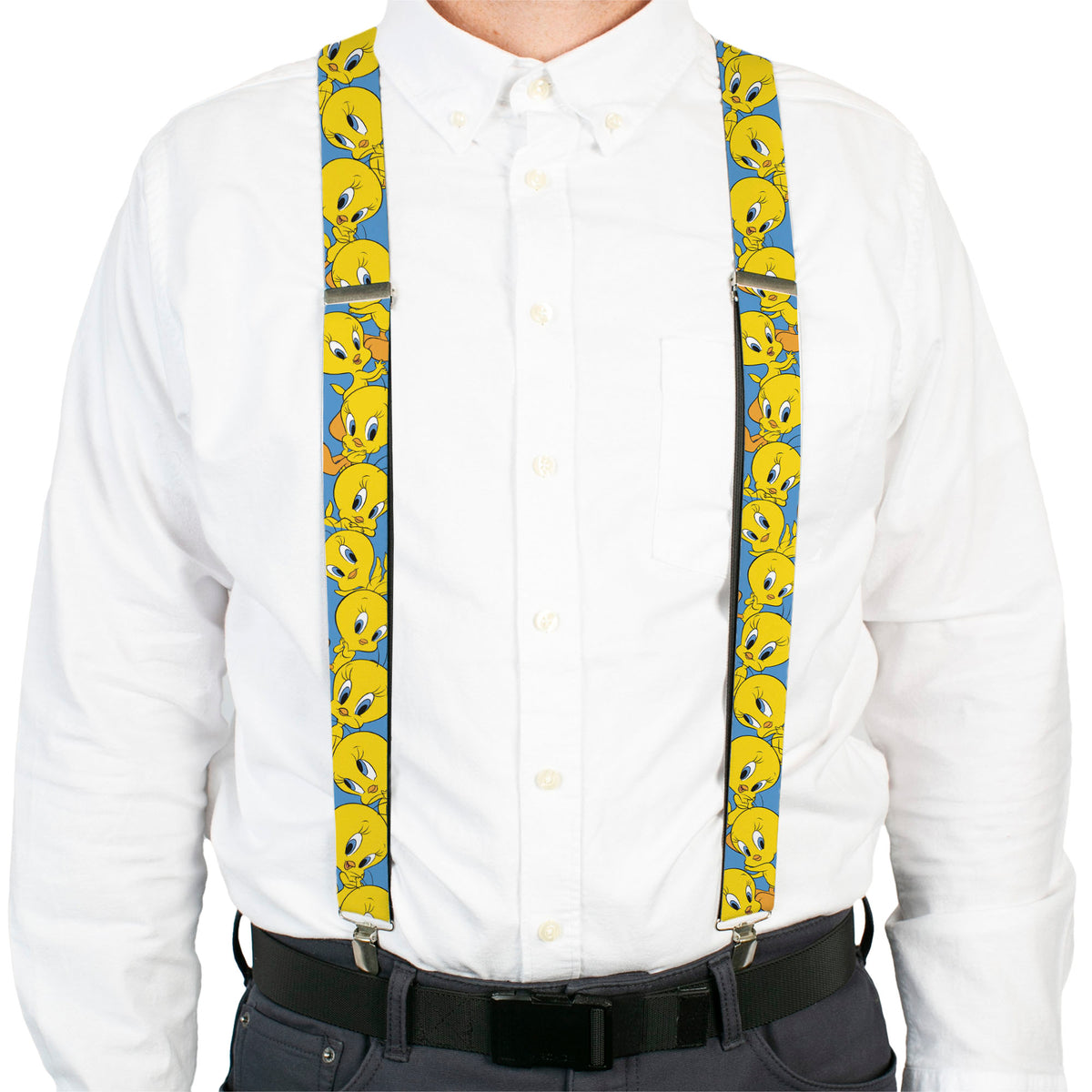 Suspenders - Tweety Bird Poses Baby Blue Suspenders Looney Tunes