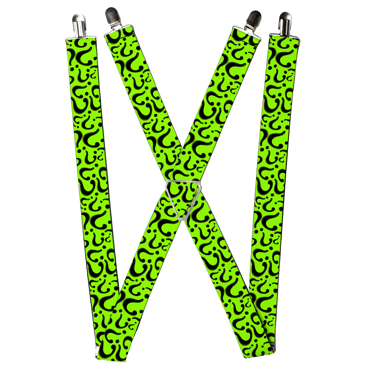 Suspenders - Question Mark Scattered Lime Green/Black Suspenders DC Comics