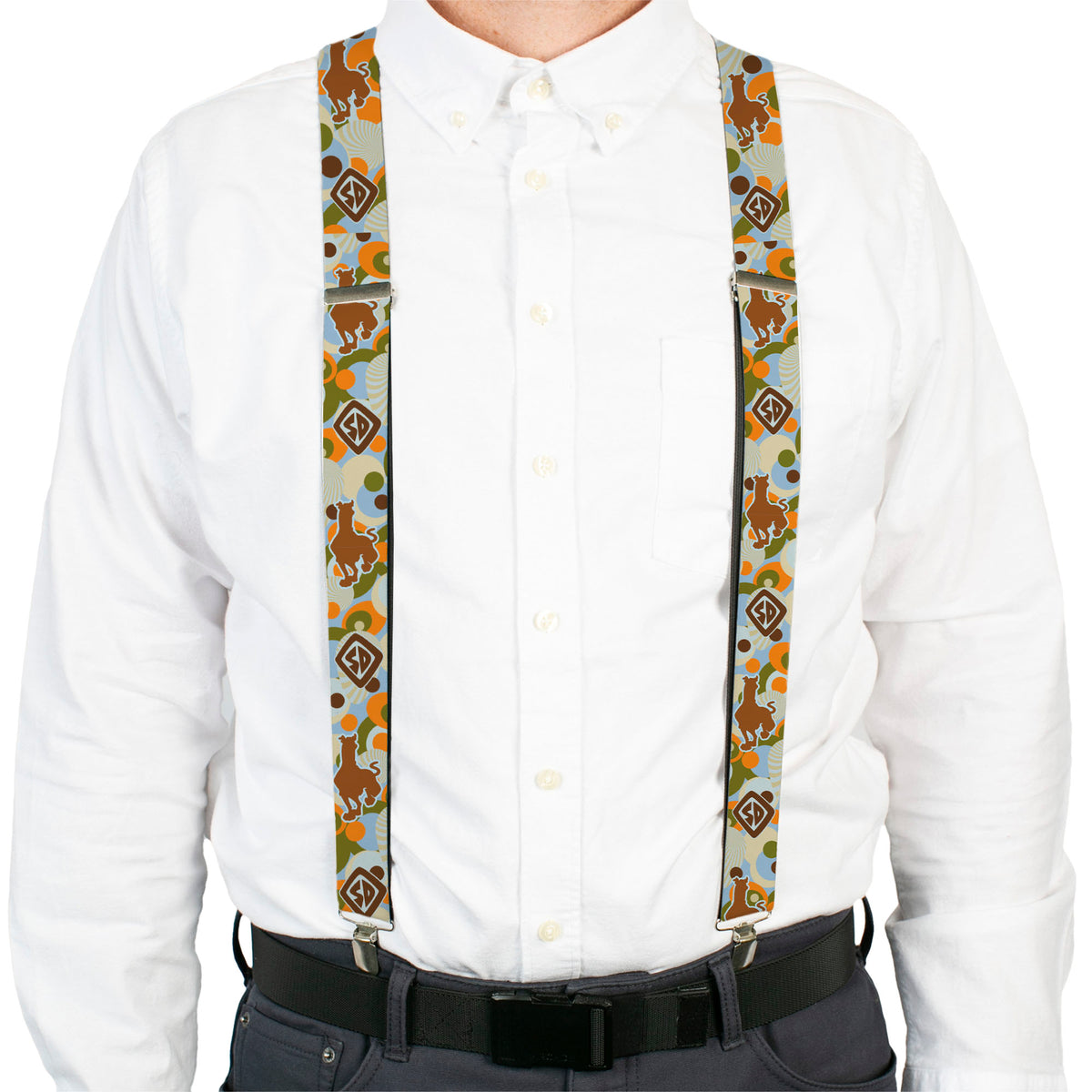 Suspenders - Scooby Doo Pose Silhouette/SD Dog Tag Dots Blue/Tan/Orange/Olive/Browns Suspenders Scooby Doo