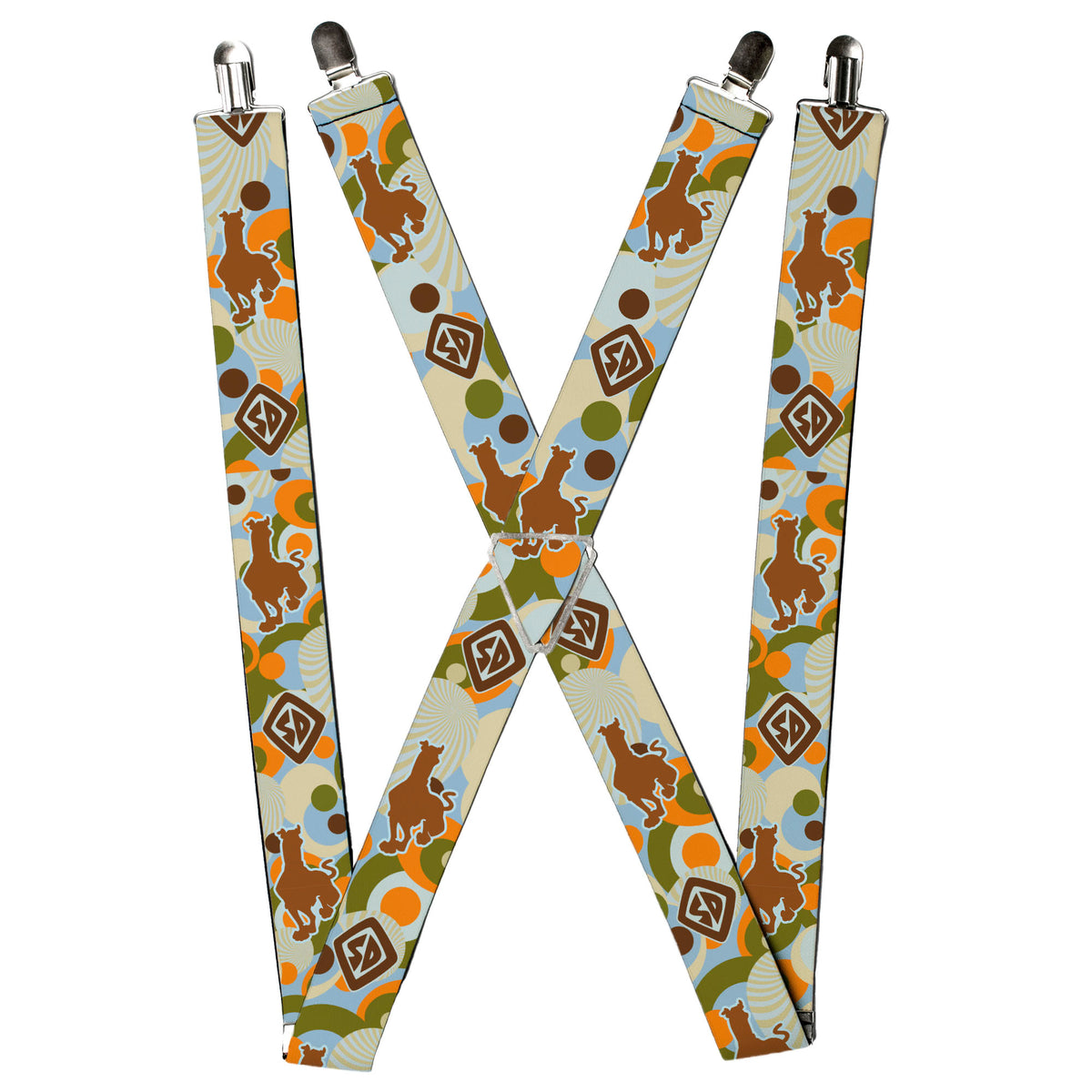 Suspenders - Scooby Doo Pose Silhouette/SD Dog Tag Dots Blue/Tan/Orange/Olive/Browns Suspenders Scooby Doo