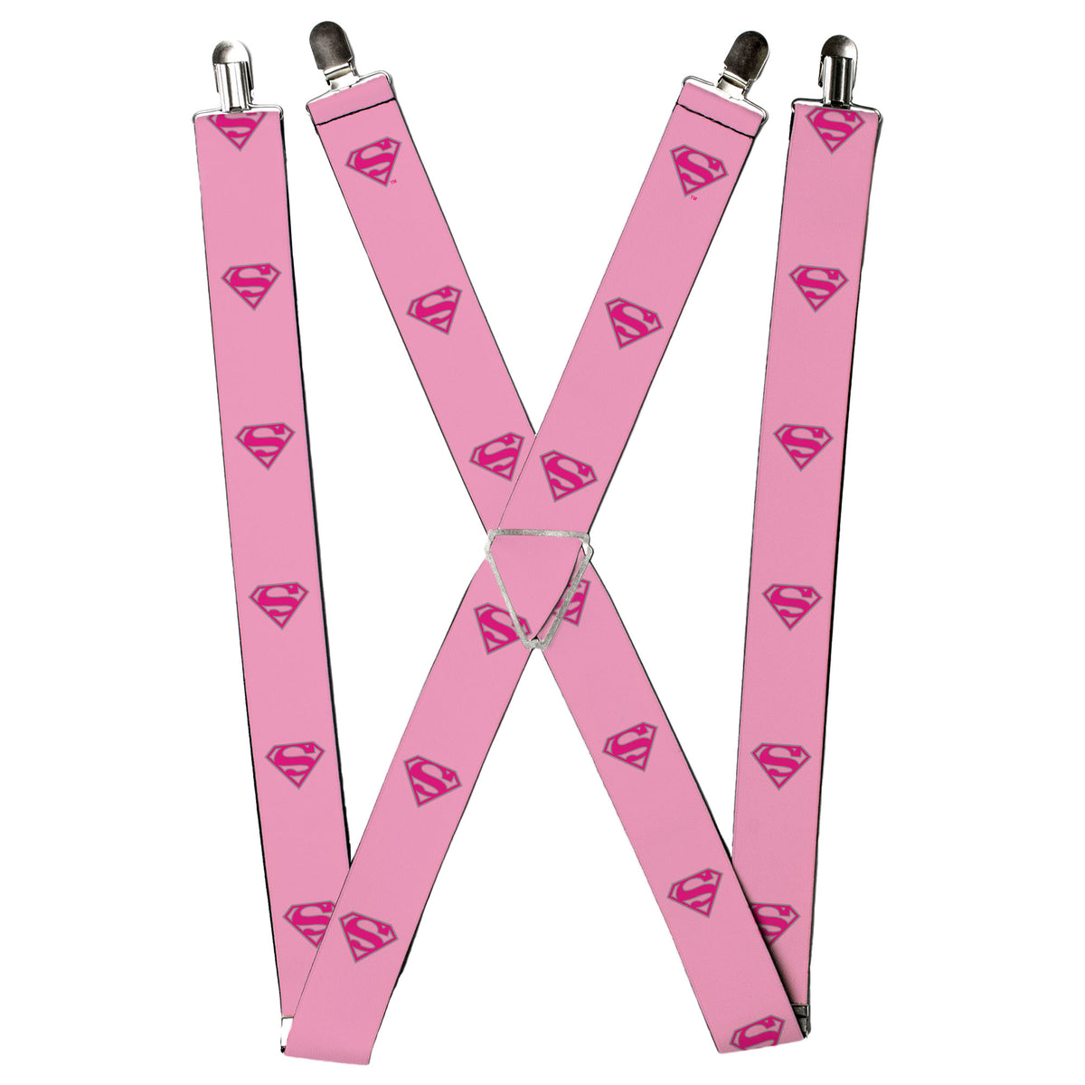 Suspenders - Superman Shield Pink Suspenders DC Comics