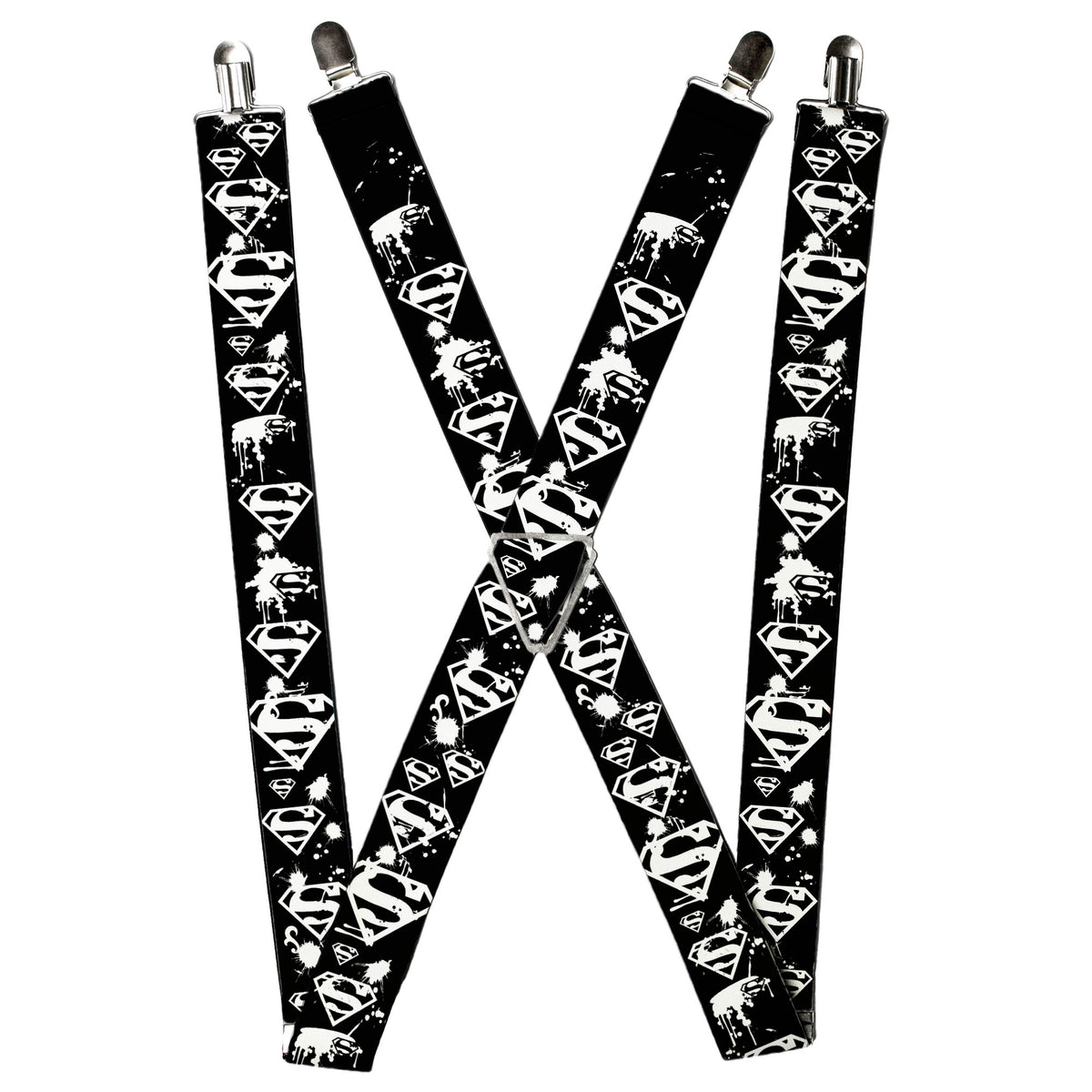 Suspenders - Superman Shield Splatter Black/White Suspenders DC Comics