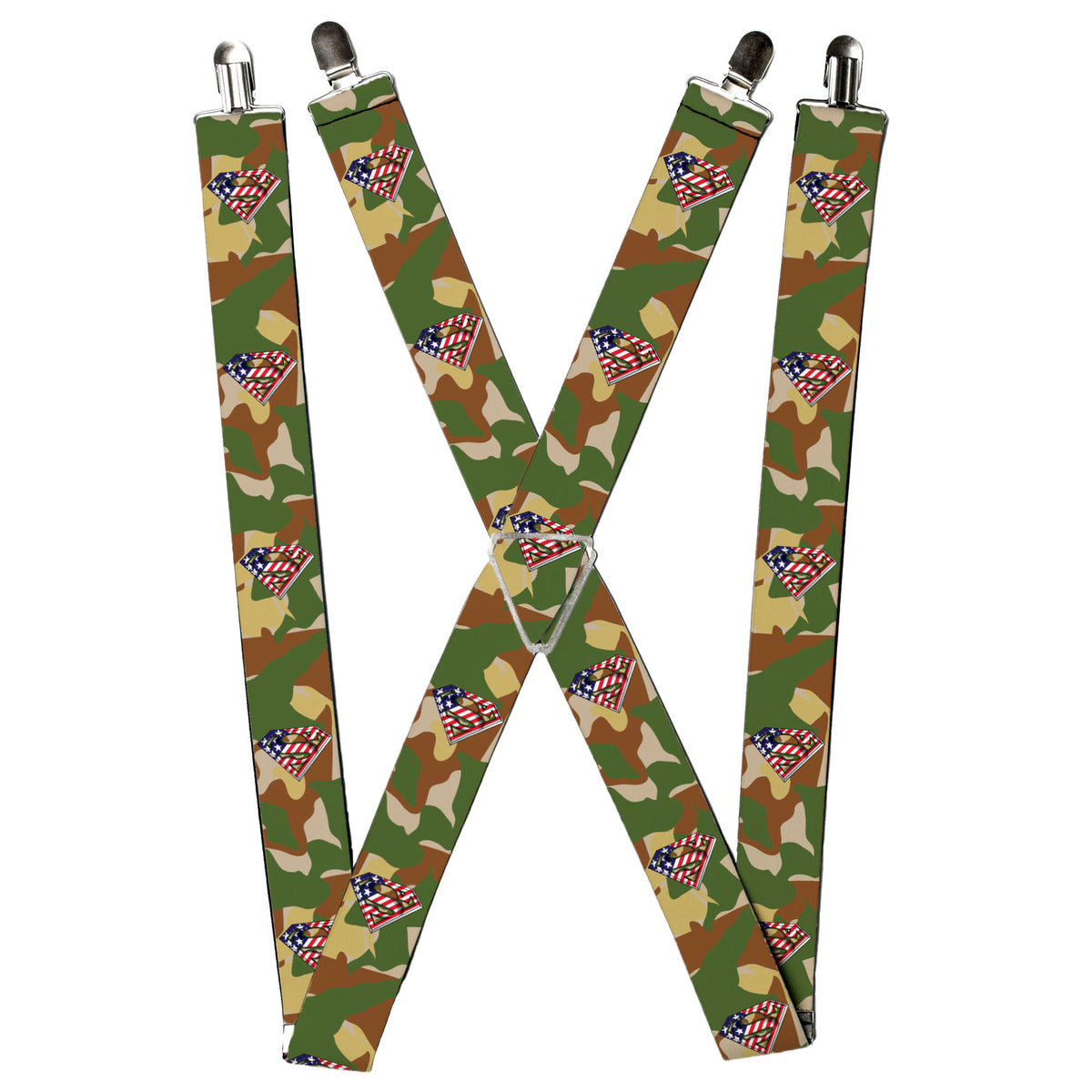 Suspenders - Americana Superman Shield/Camo Olive Suspenders DC Comics