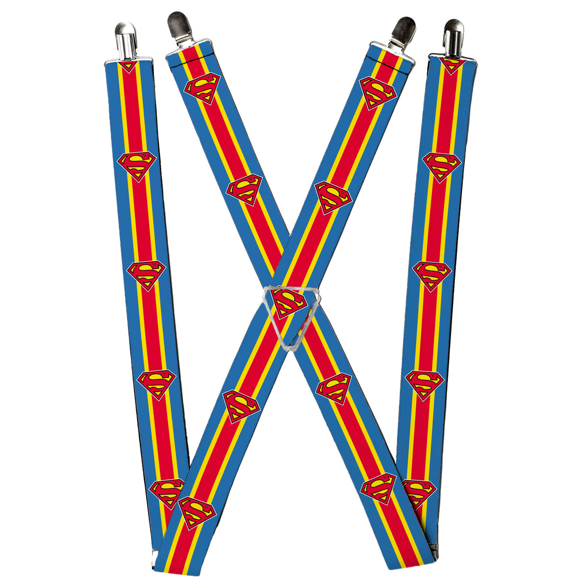 Suspenders - Superman Shield/Stripe Blue/Yellow/Red Suspenders DC Comics