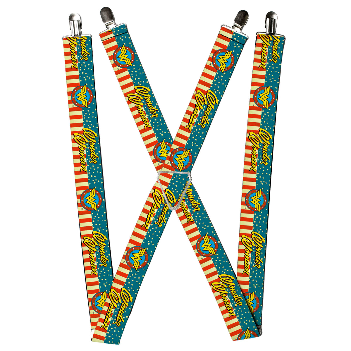Suspenders - WONDER WOMAN/Logo Americana Red/White/Blue/Yellow Suspenders DC Comics