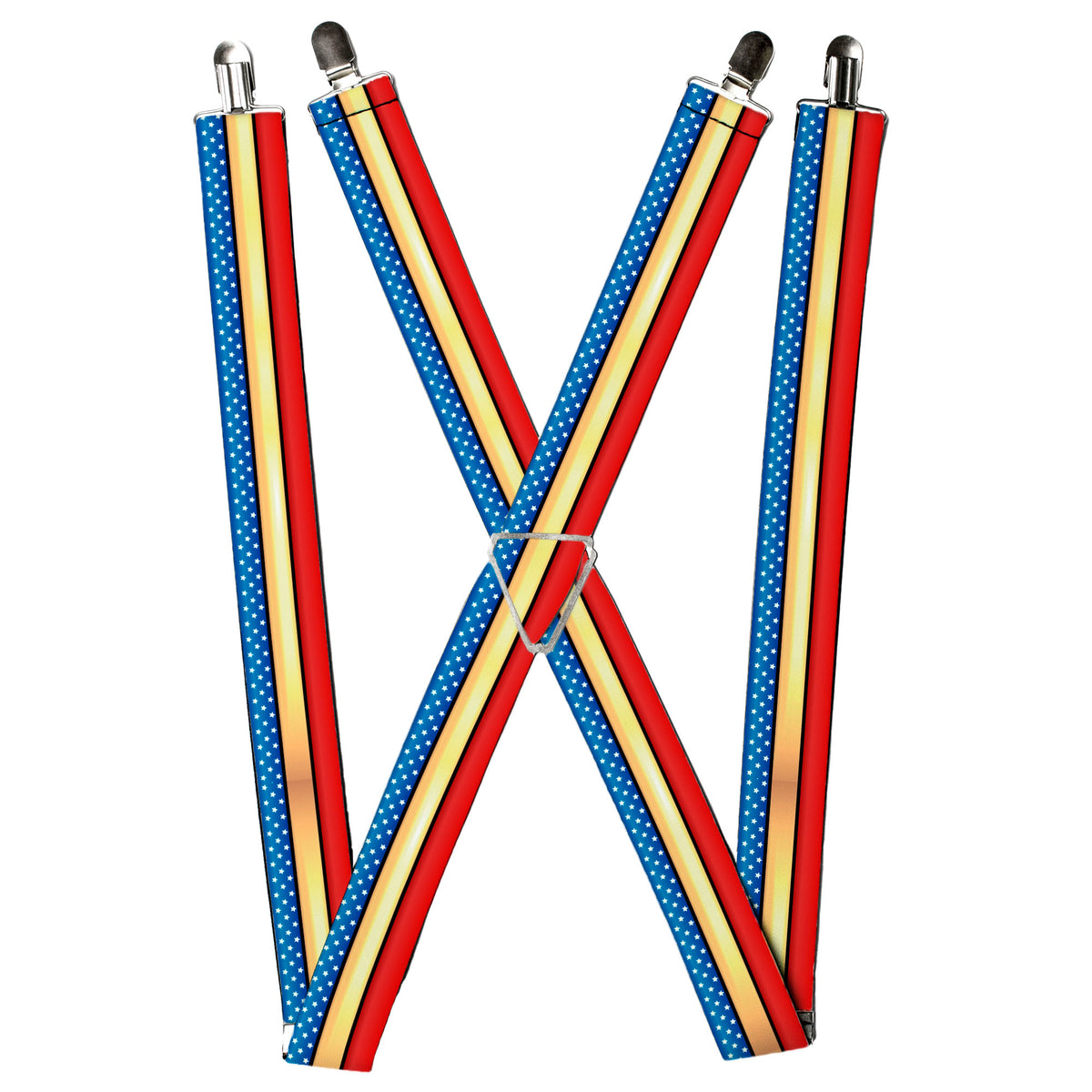 Suspenders - Wonder Woman Stripe/Stars Red/Gold/Blue/White Suspenders DC Comics