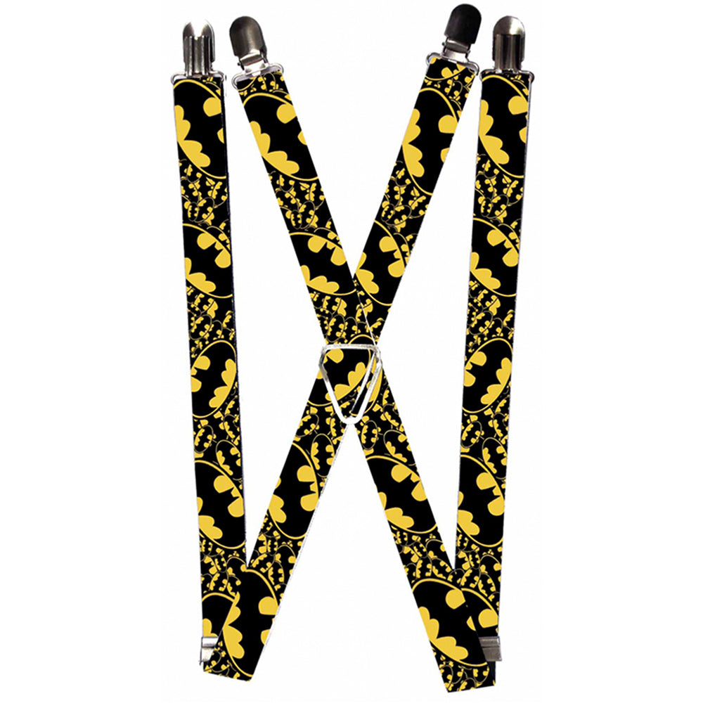 Suspenders - Bat Signals Stacked w/CLOSE-UP Yellow/Black Suspenders DC Comics 1.0-Inch Wide Regular
