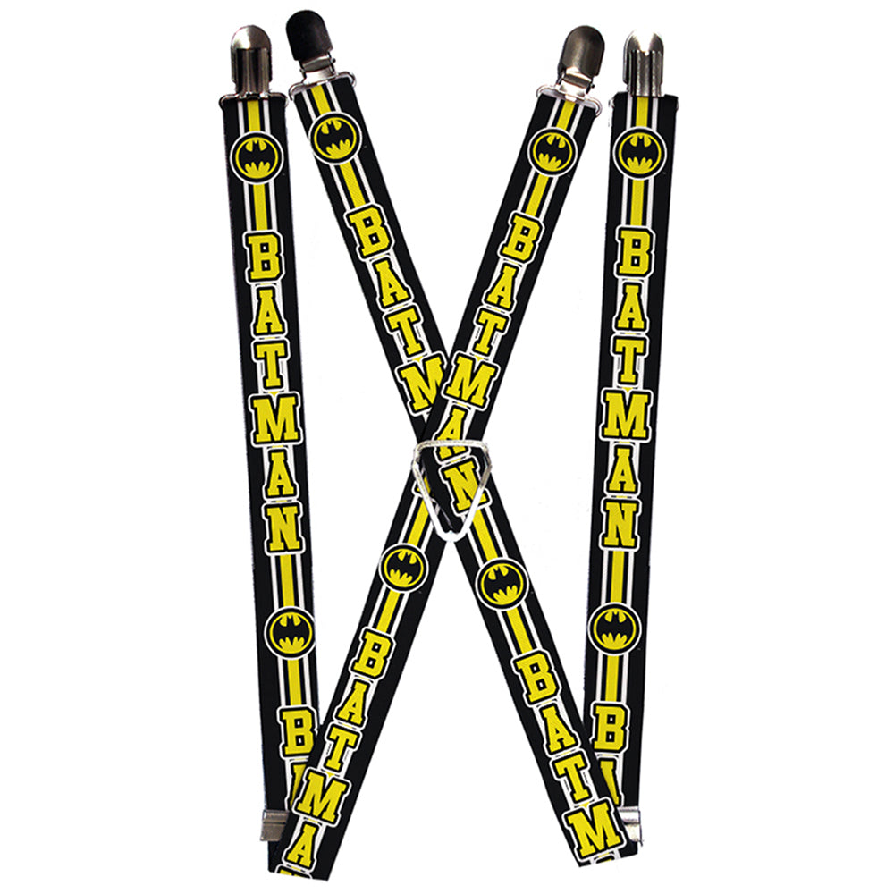 Suspenders - BATMAN/Bat Signal Triple Stripe Black/White/Yellow Suspenders DC Comics 1.0-Inch Wide Regular
