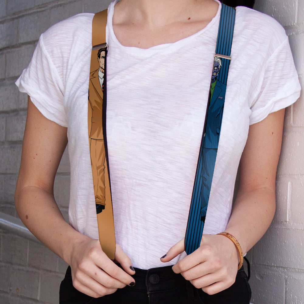 Suspenders - Split Poses Harvey Dent Brown + Two-Face Pinstripe Blue/Black Suspenders DC Comics