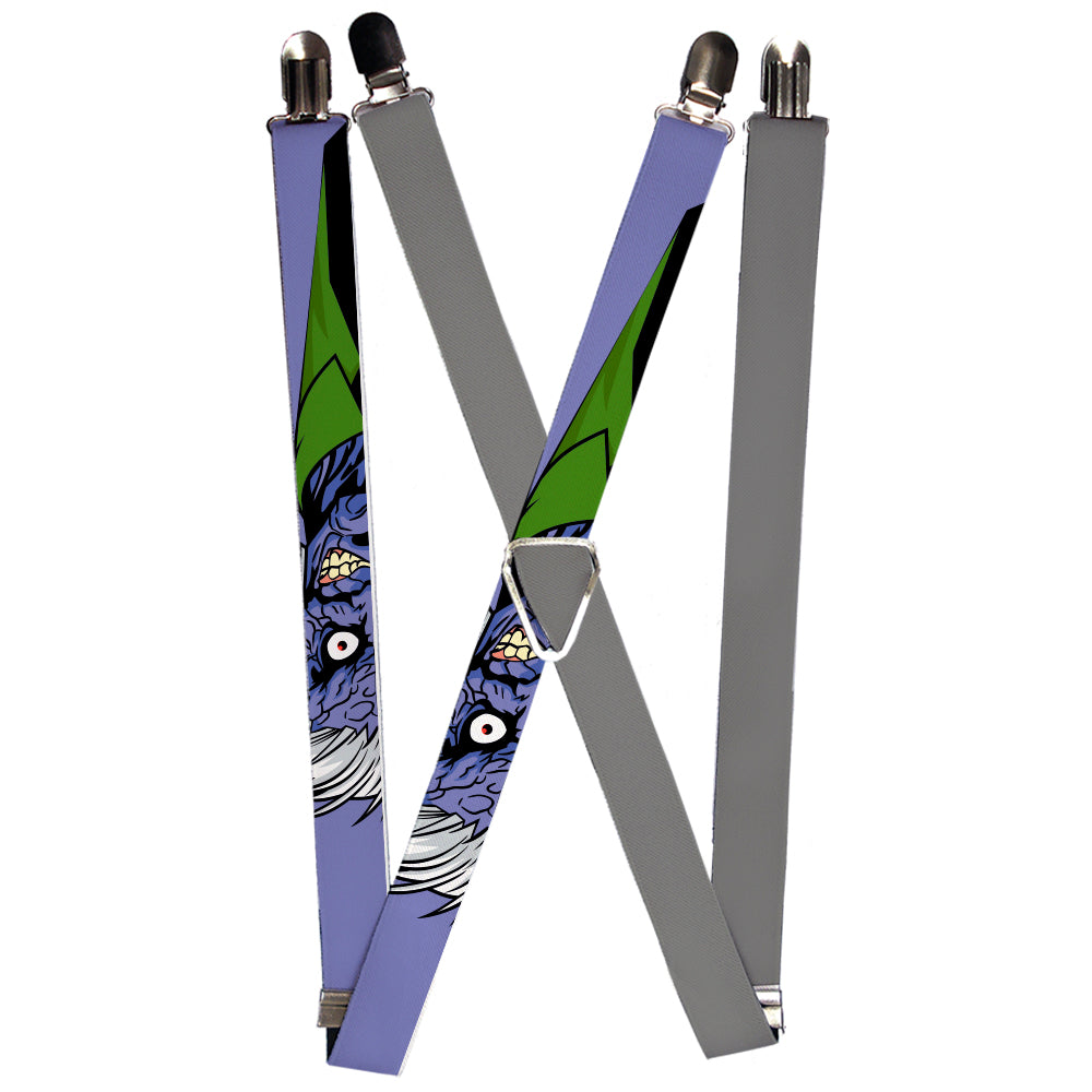 Suspenders - Split Two-Face Purple + Plain Gray Suspenders DC Comics 1.0-Inch Wide Regular